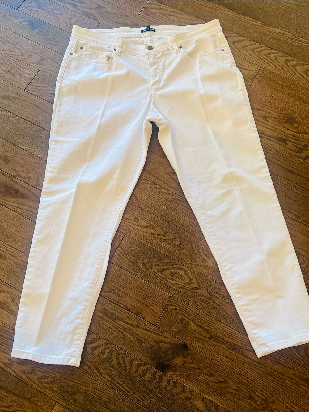 Eileen Fisher White Cotton Denim Pants